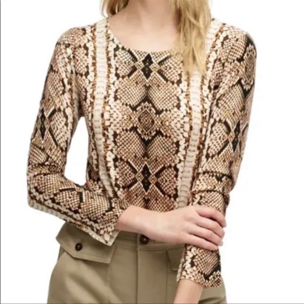 J. Crew Snakeskin Print 100% Merino Wool Crew Neck Sweater
